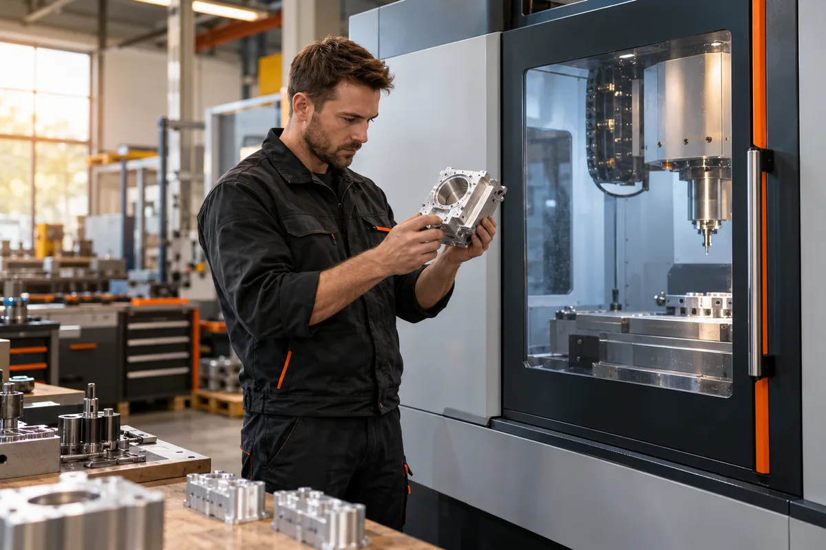 Illustrative Metallfertigung an einer CNC-Maschine
